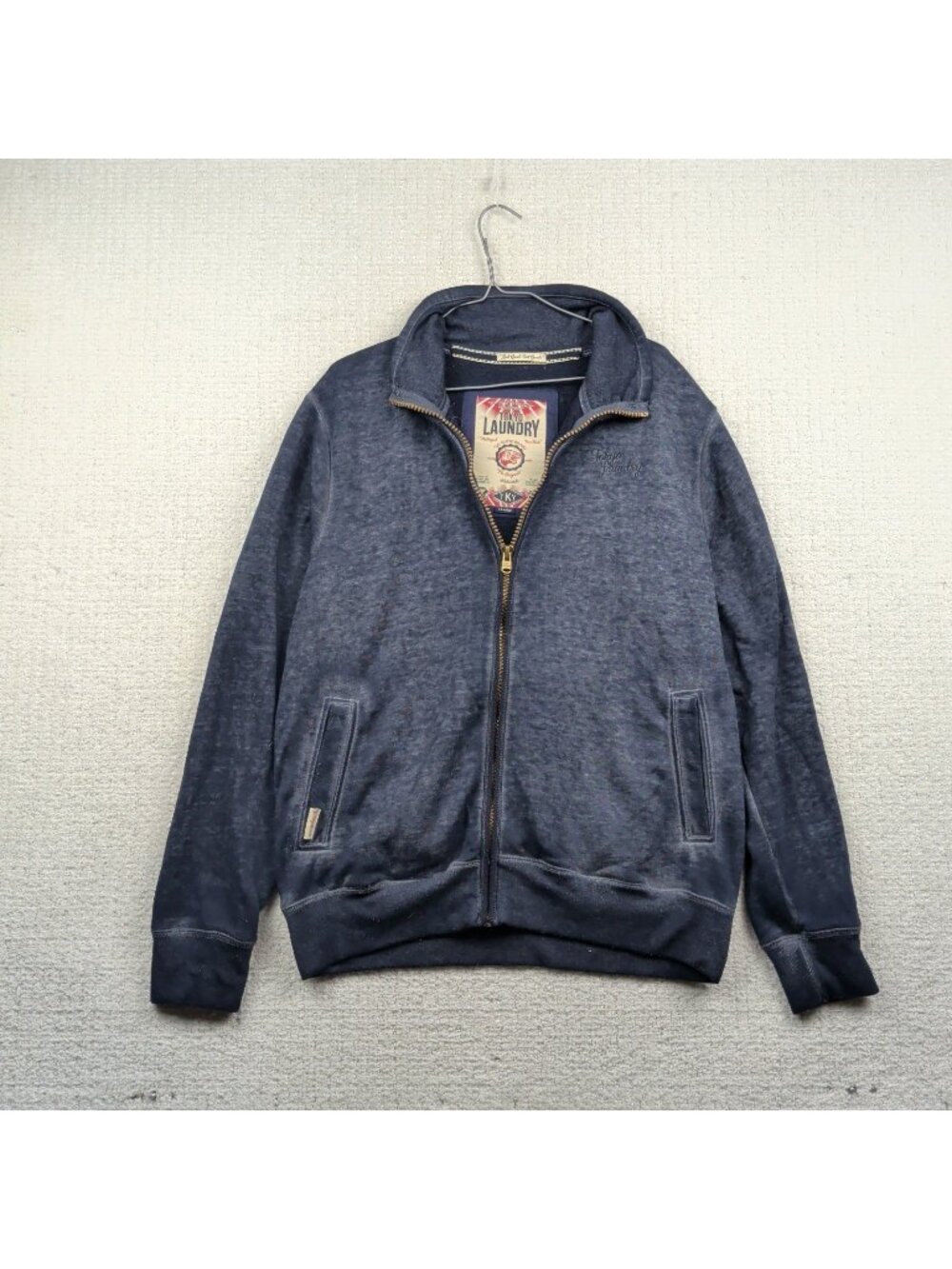 Y2K Tokyo Laundry Men's Heathered Faded BLue Full Zip Sweatshirt Men Sz XL Read